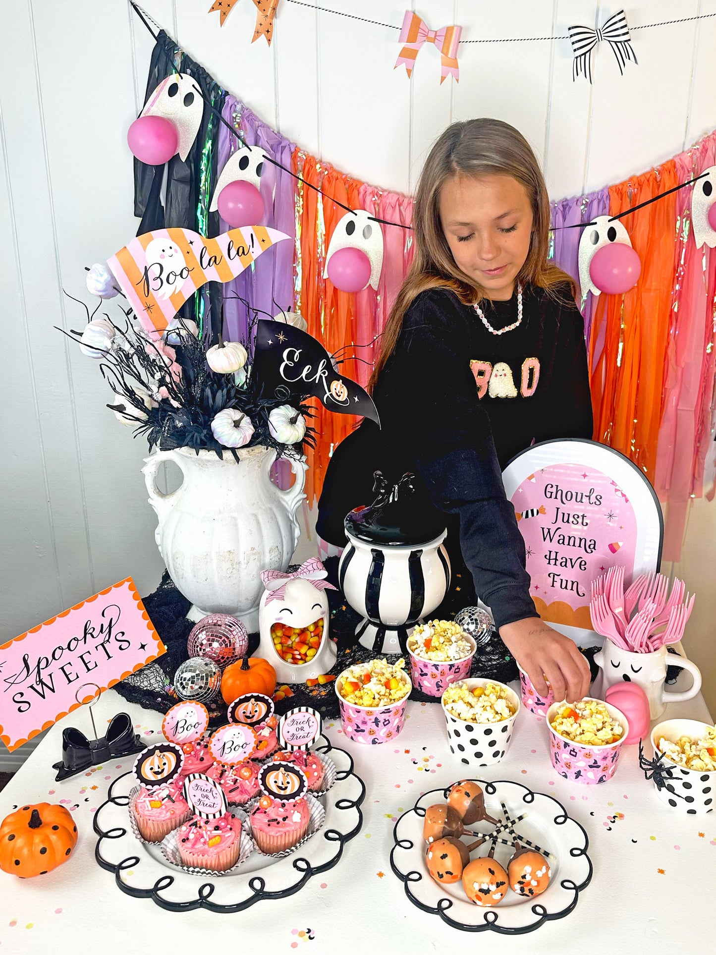 Boo La La Halloween Party Decor Set, Printable Flags, Picks and Signs