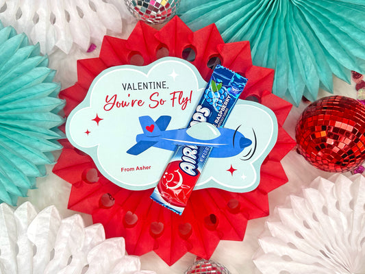 Airplane Valentine Printable Candy Cards for Kids