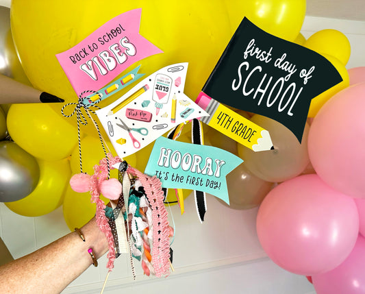 First & Last Day of School Printable Pennant Flags, Back to School Banner Bundle