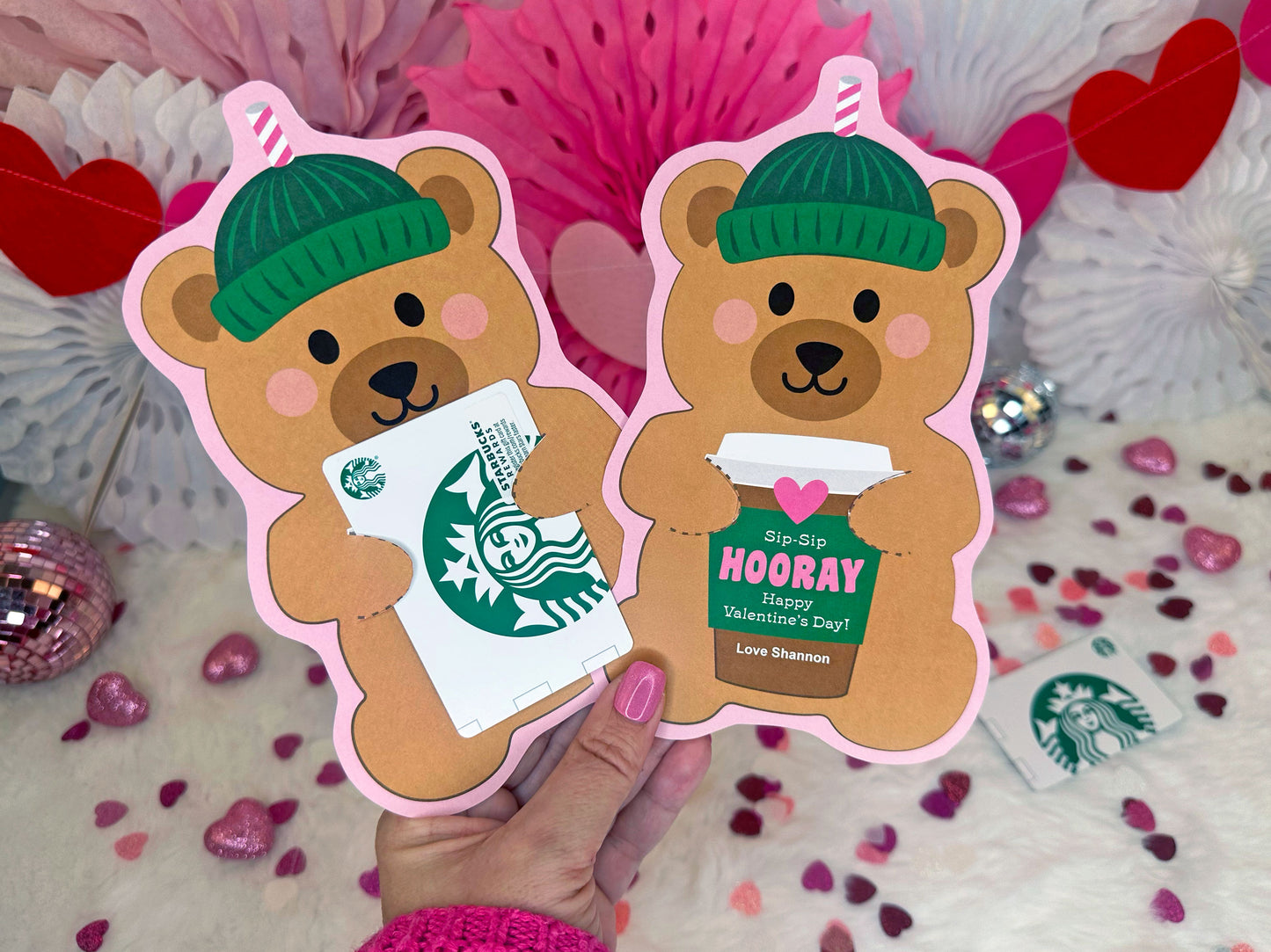 Valentine Bearista Coffee Printable Gift Card Holder