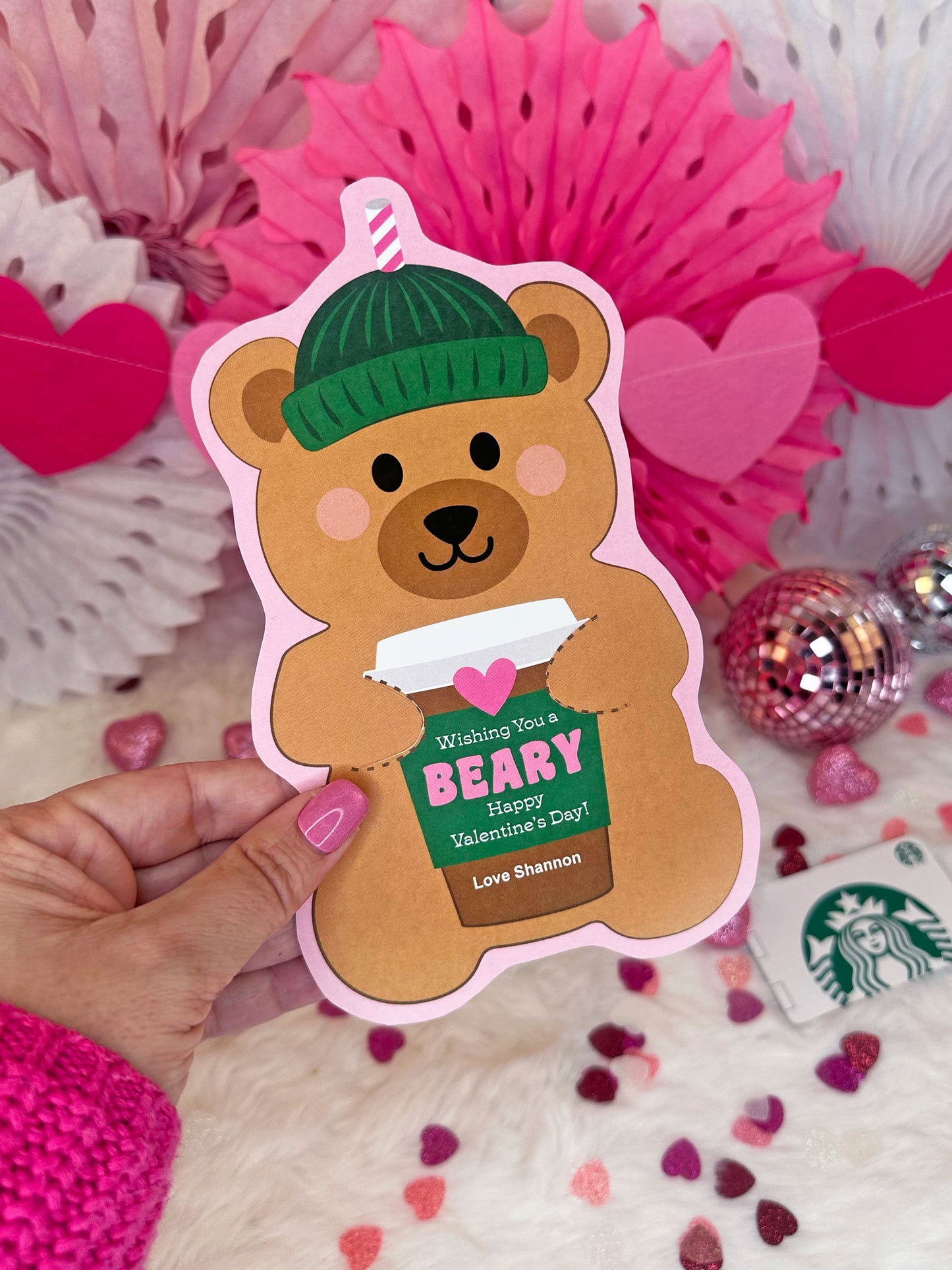 Valentine Bearista Coffee Printable Gift Card Holder