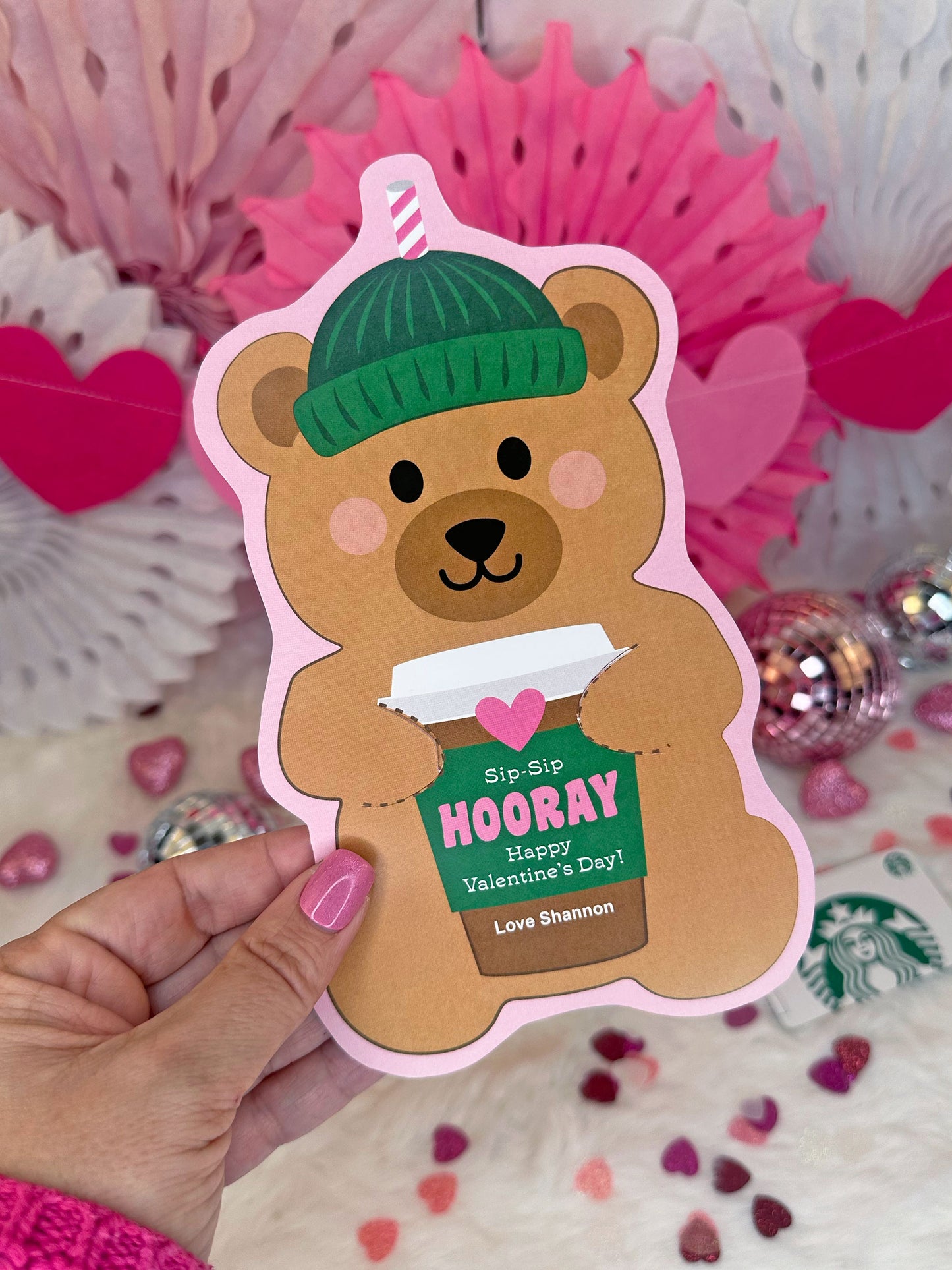 Valentine Bearista Coffee Printable Gift Card Holder
