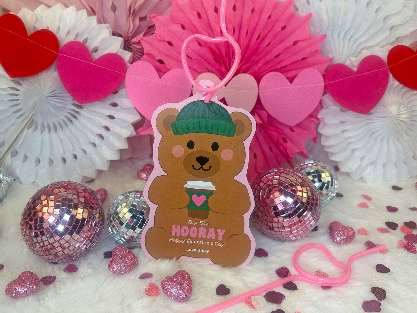 Bearista Coffee Cup Silly Straw Printable Valentines