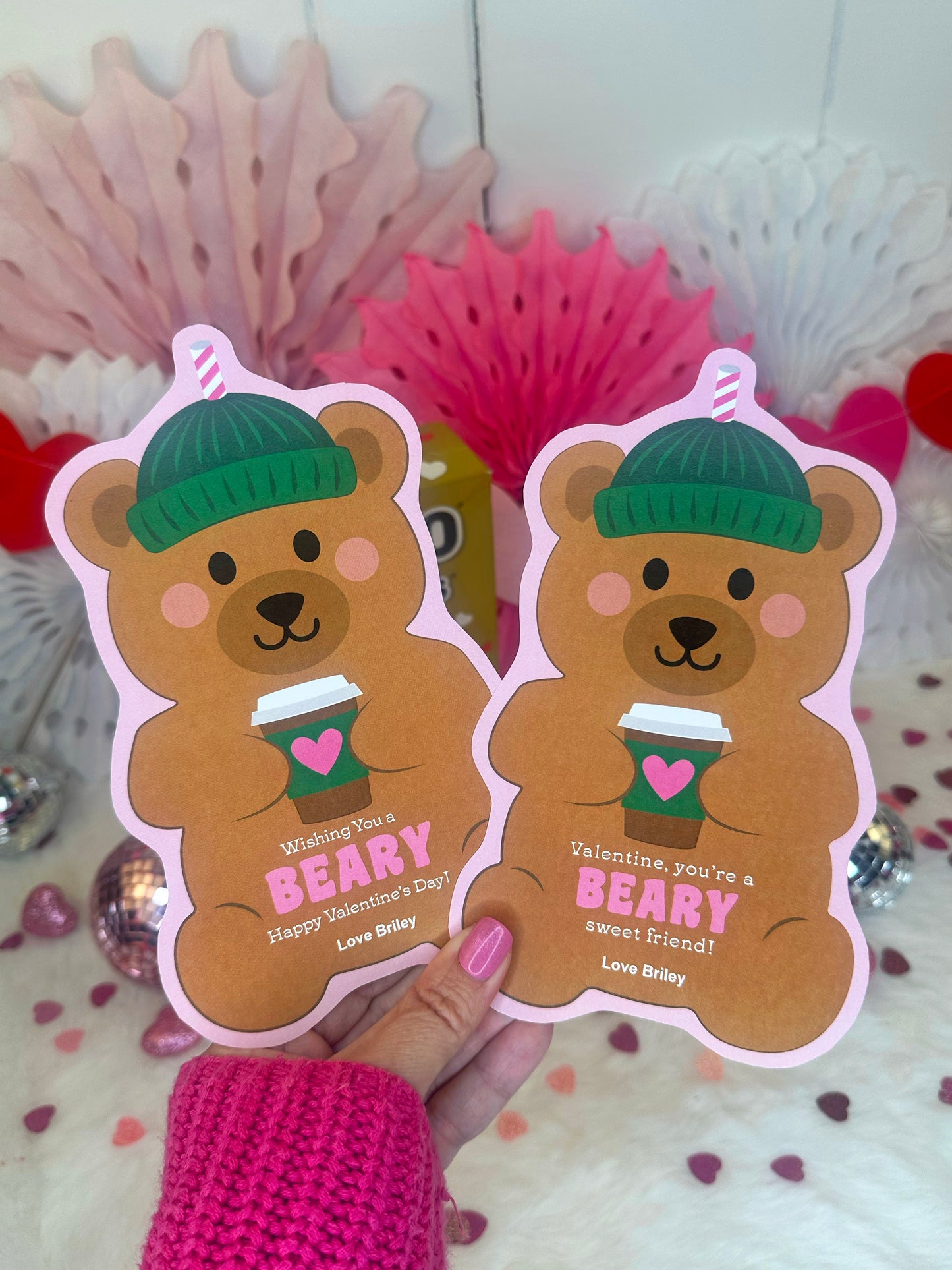 Bearista Coffee Cup Silly Straw Printable Valentines
