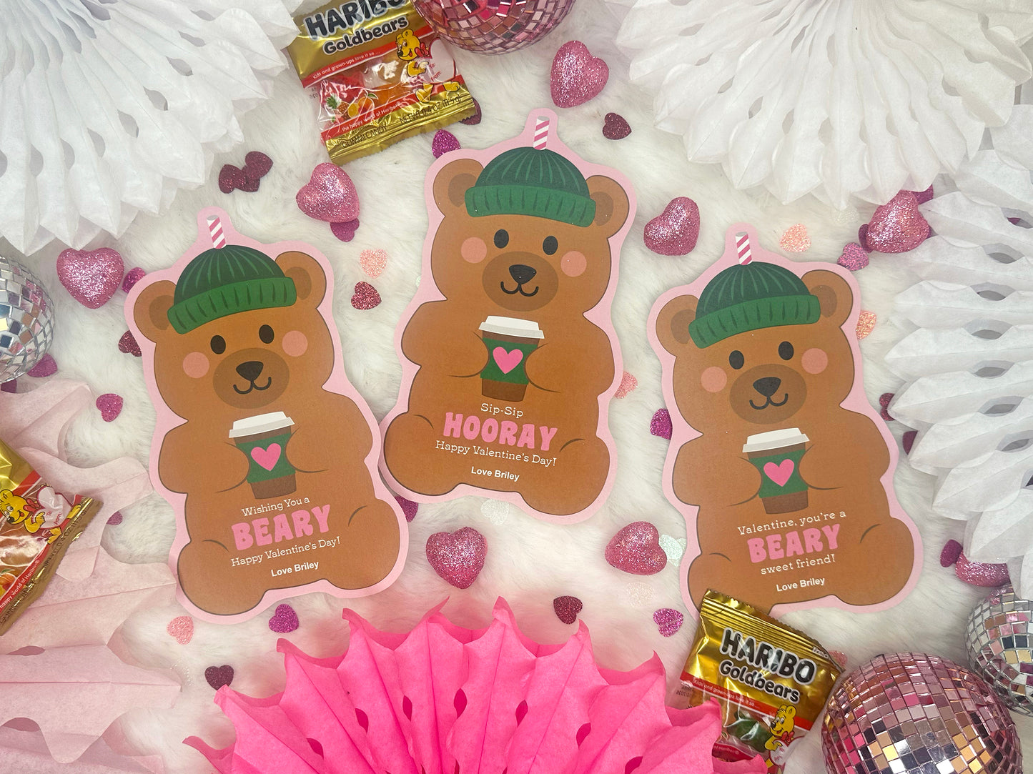 Bearista Coffee Cup Silly Straw Printable Valentines