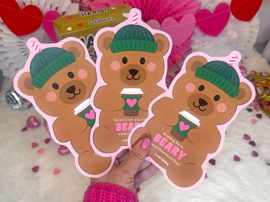 Bearista Coffee Cup Silly Straw Printable Valentines