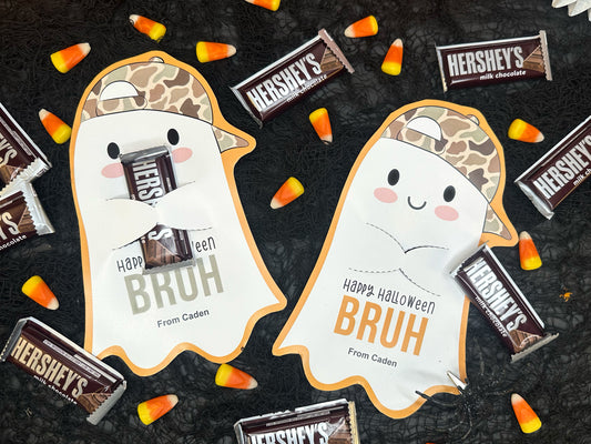 Camo Hat Ghost Printable Halloween Treat Cards for Kids