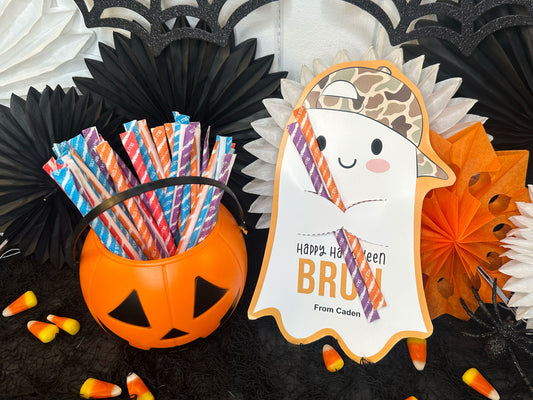 Camo Hat Ghost Printable Halloween Treat Cards for Kids