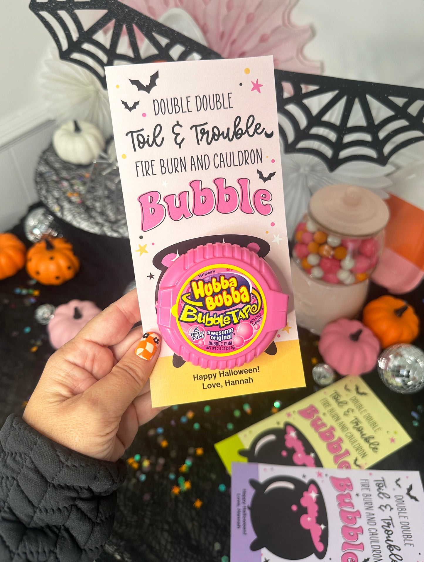 Bubble Tape, Double Double Toil & Trouble Witch Cauldron Printable Halloween Cards