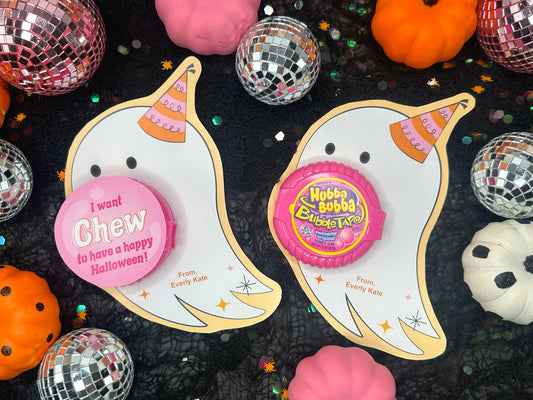 Bubble Tape Bubblegum Ghost Printable Halloween Treat Card for Kids