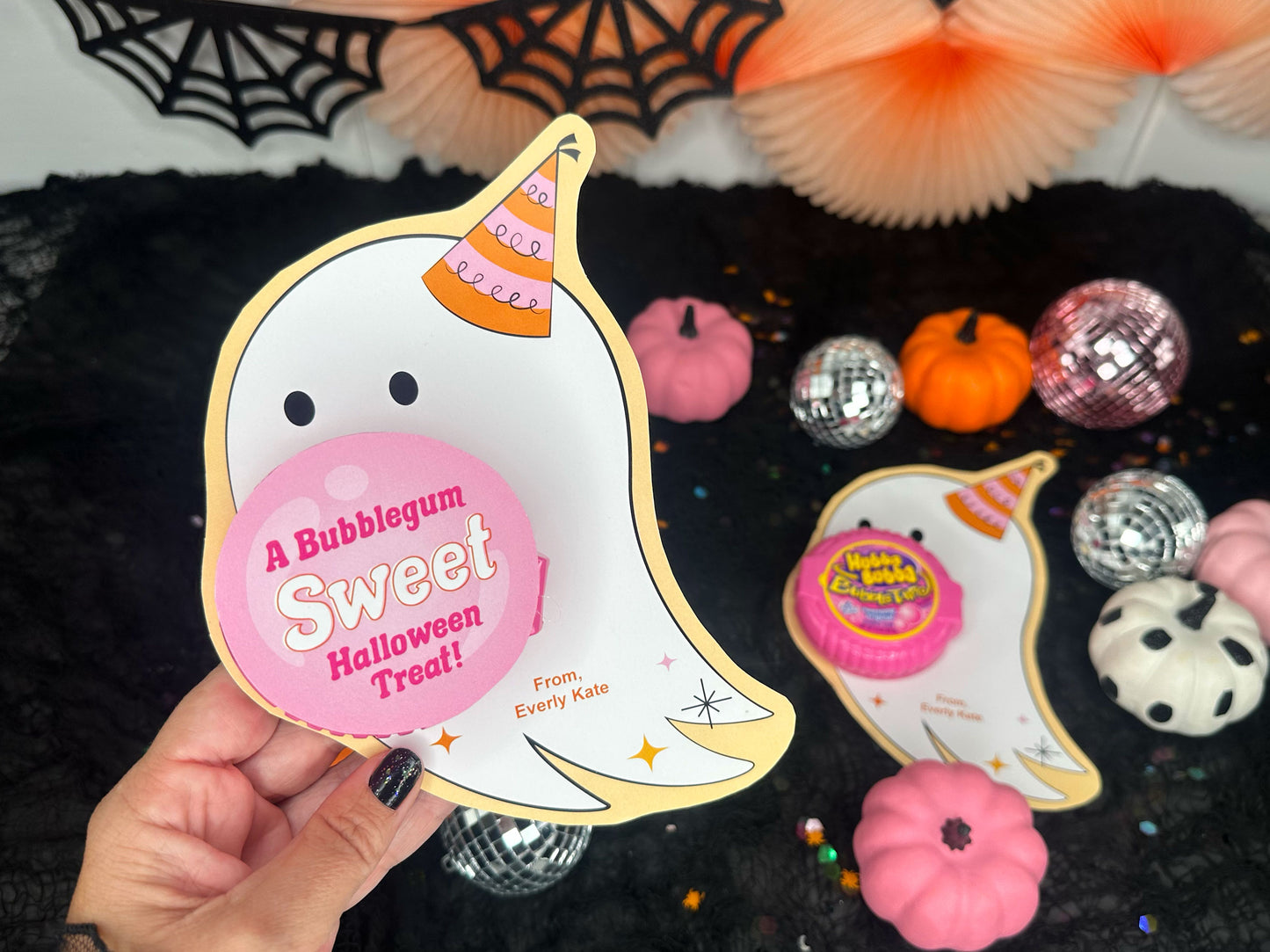 Bubble Tape Bubblegum Ghost Printable Halloween Treat Card for Kids
