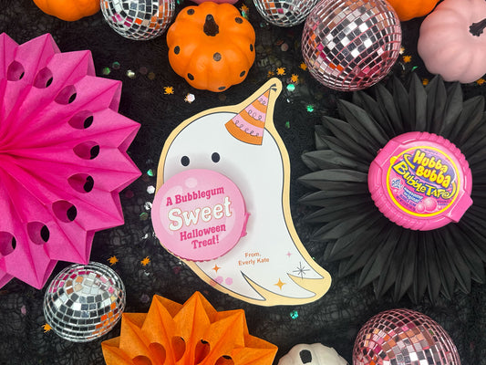 Bubble Tape Bubblegum Ghost Printable Halloween Treat Card for Kids