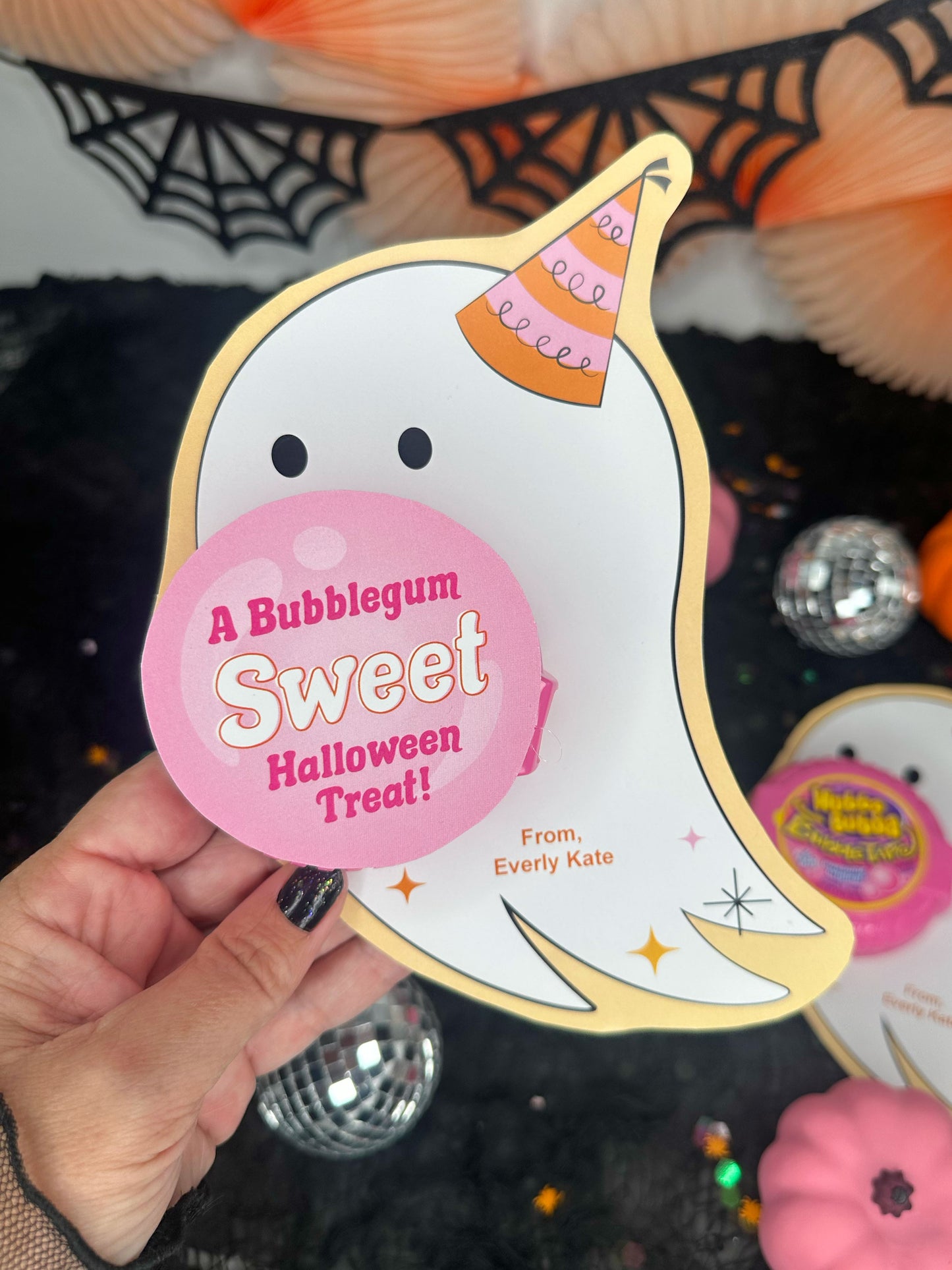 Bubble Tape Bubblegum Ghost Printable Halloween Treat Card for Kids