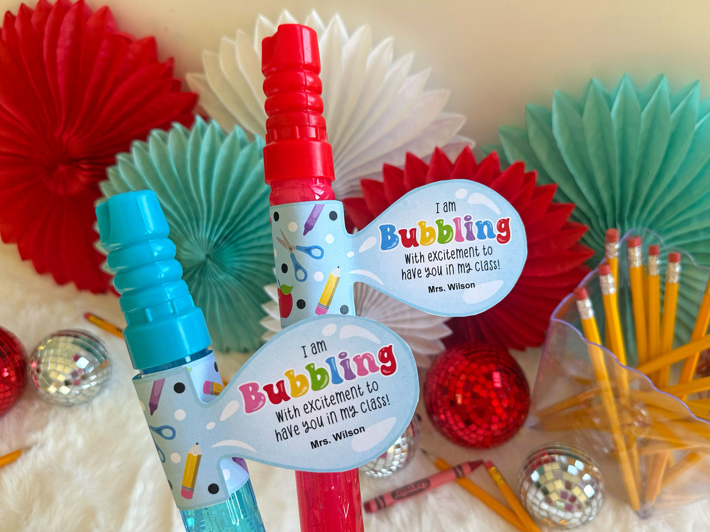 Printable First Day of School Bubble Wand Tags, Back to School Bubbles of Fun Tags