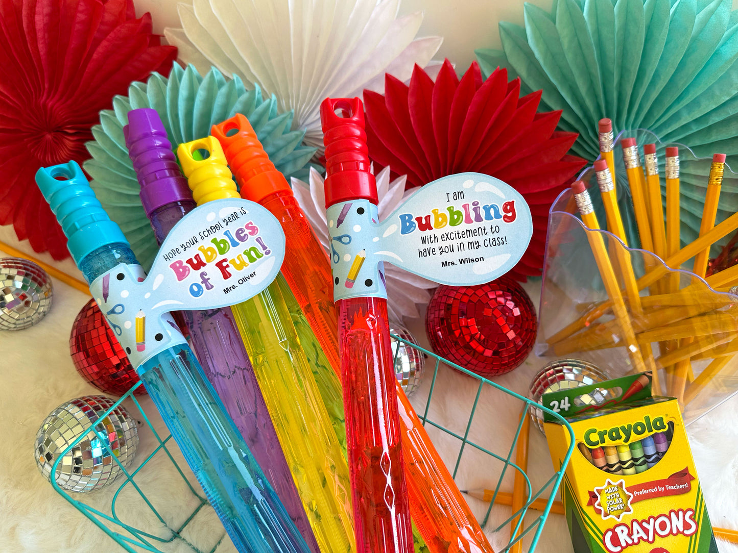 Printable First Day of School Bubble Wand Tags, Back to School Bubbles of Fun Tags