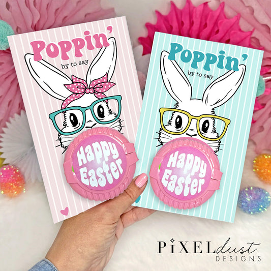 Easter Bunny Bubble Tape Bubblegum Printable Cards for Kids