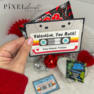 Retro Cassette Tape Valentines, You Rock Printable Valentine Cards