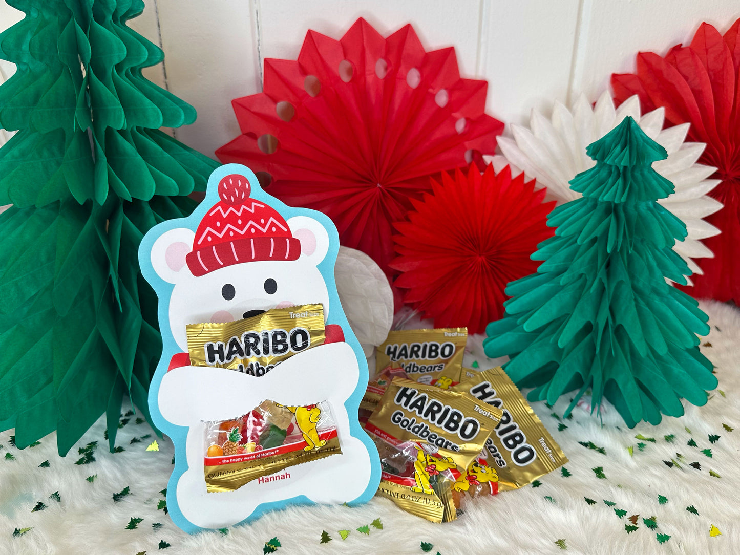 Christmas Gummy Polar Bear Printable Treat Holder Cards