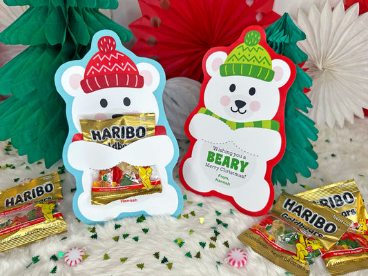 Christmas Gummy Polar Bear Printable Treat Holder Cards