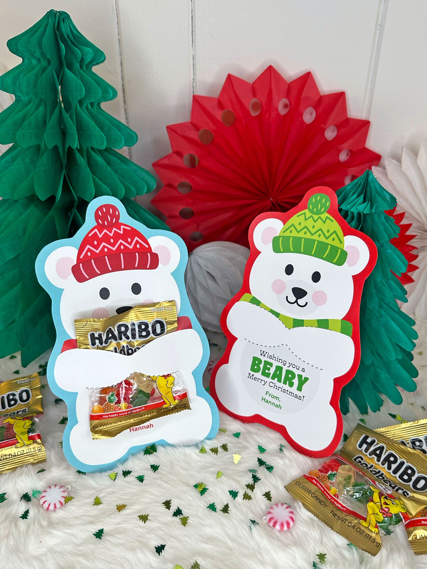 Christmas Gummy Polar Bear Printable Treat Holder Cards