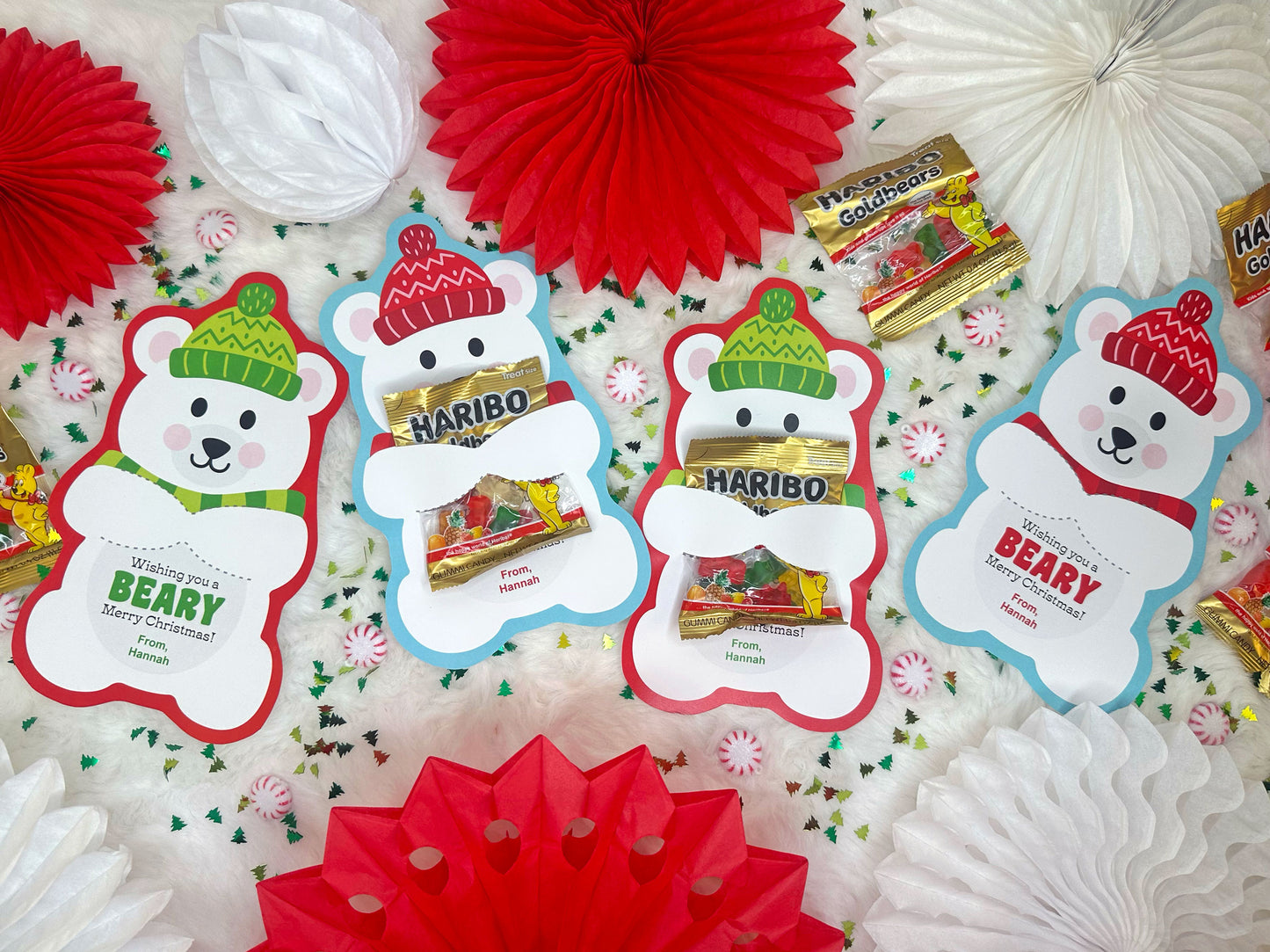 Christmas Gummy Polar Bear Printable Treat Holder Cards