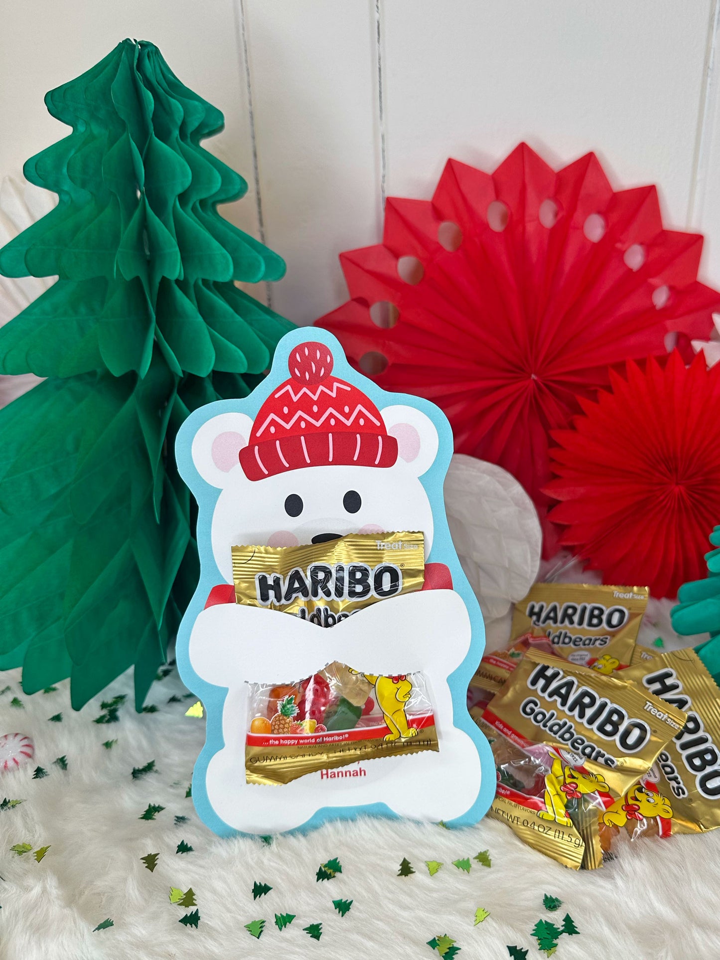 Christmas Gummy Polar Bear Printable Treat Holder Cards