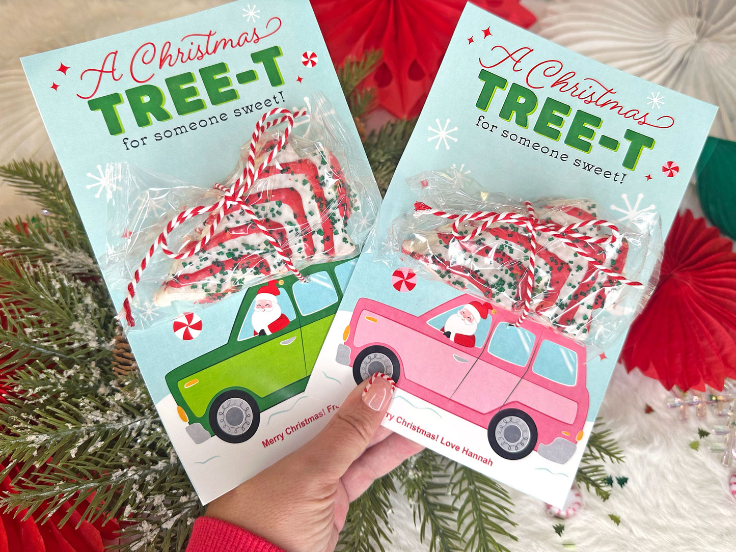 Christmas Tree Cakes Santa Car Printable Treat Cards