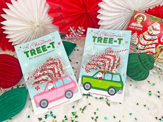 Christmas Tree Cakes Santa Car Printable Treat Cards