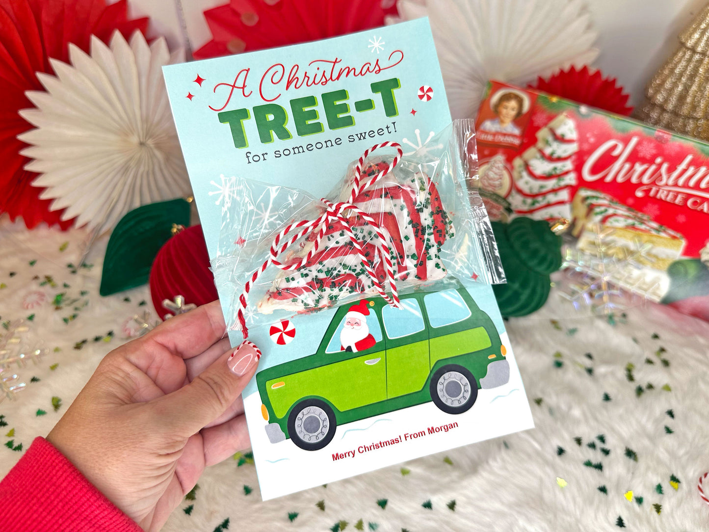 Christmas Tree Cakes Santa Car Printable Treat Cards