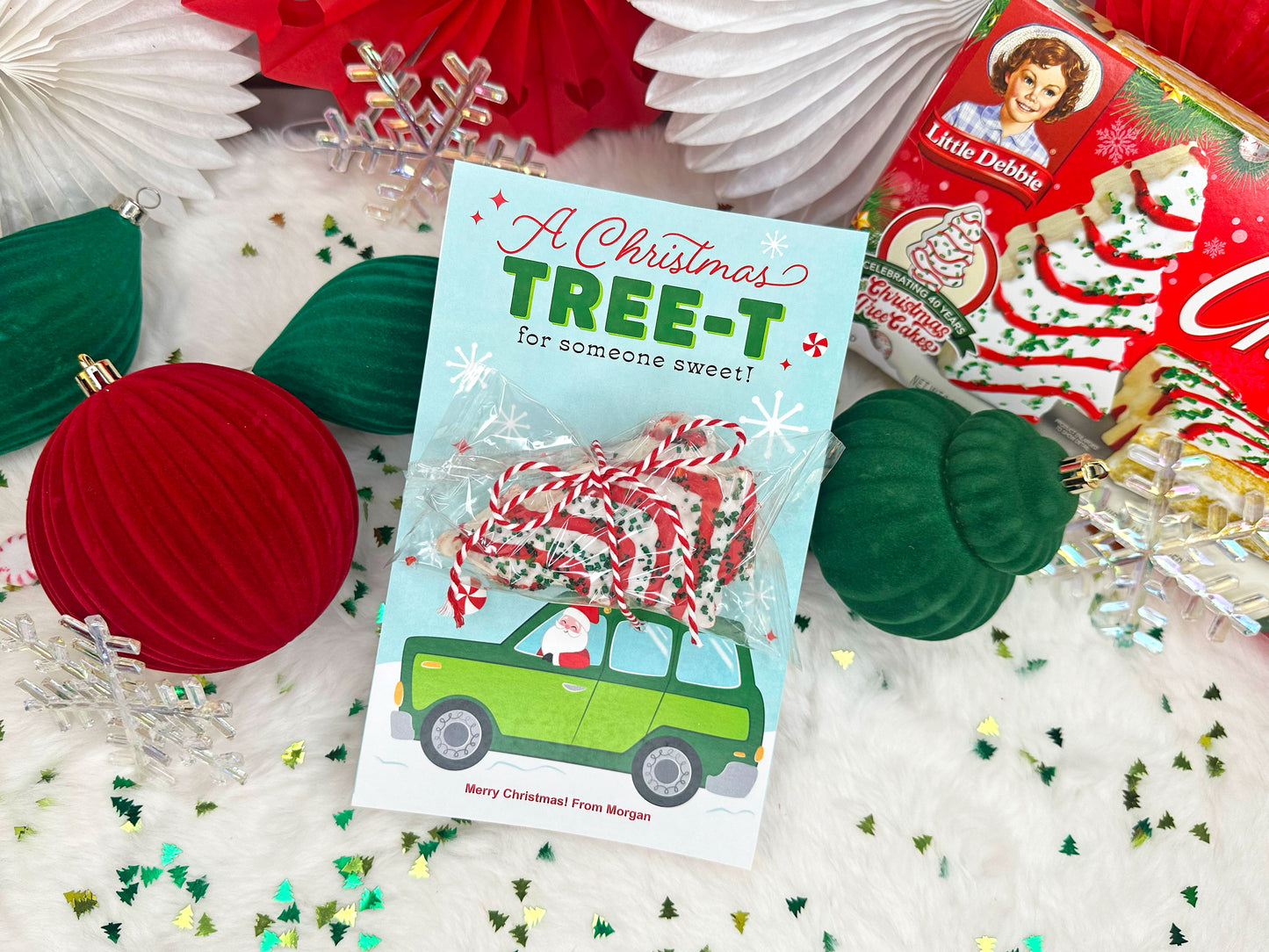 Christmas Tree Cakes Santa Car Printable Treat Cards