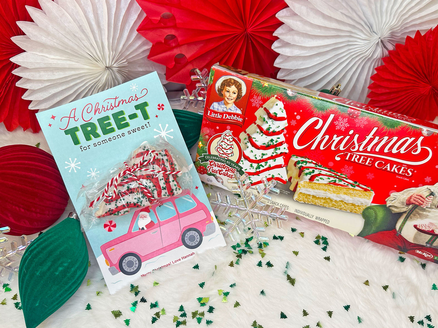 Christmas Tree Cakes Santa Car Printable Treat Cards