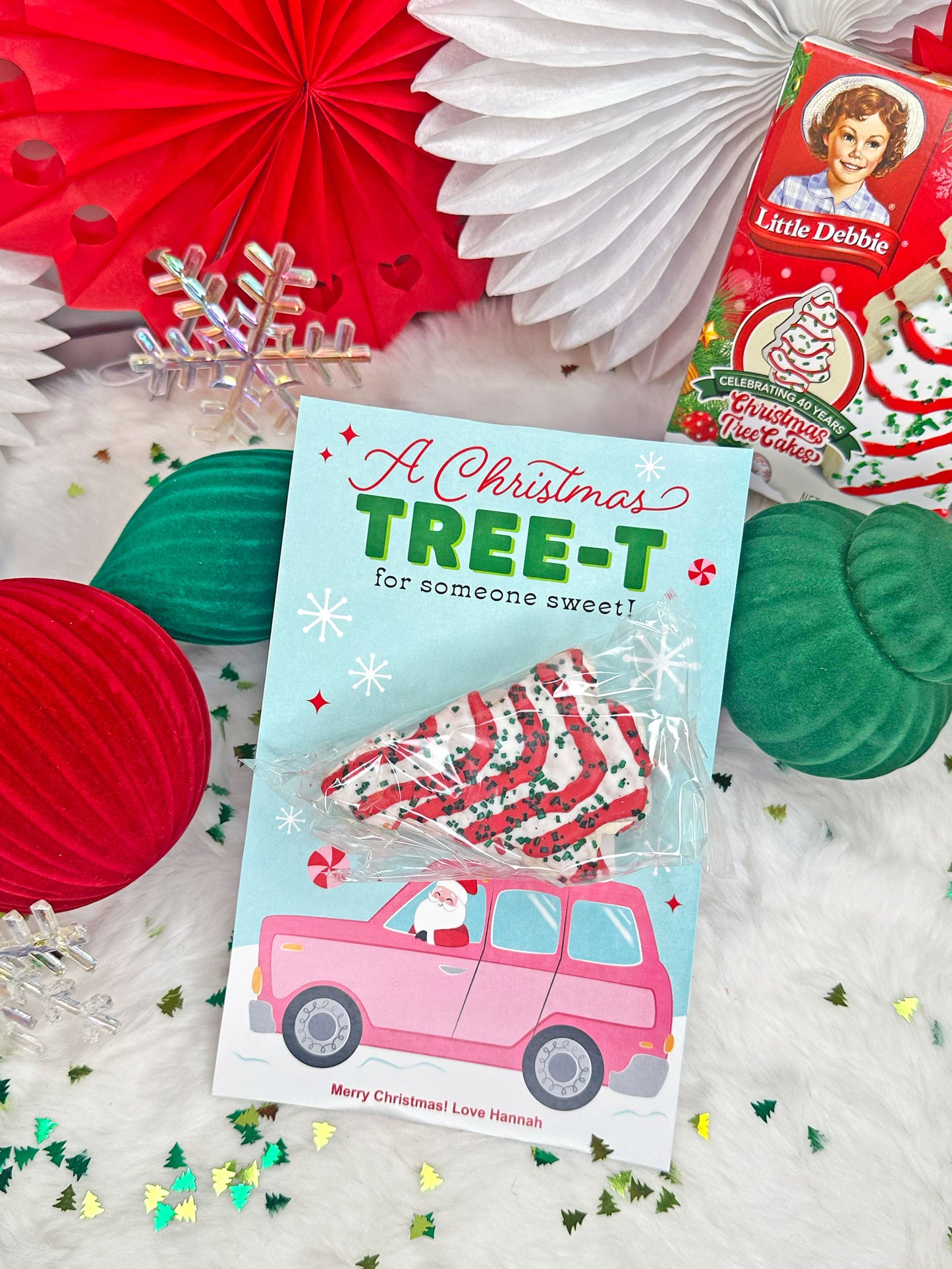Christmas Tree Cakes Santa Car Printable Treat Cards