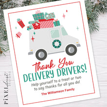 Load image into Gallery viewer, Delivery Driver Snack Sign, Christmas Deliveries Thank You, Printable Sign
