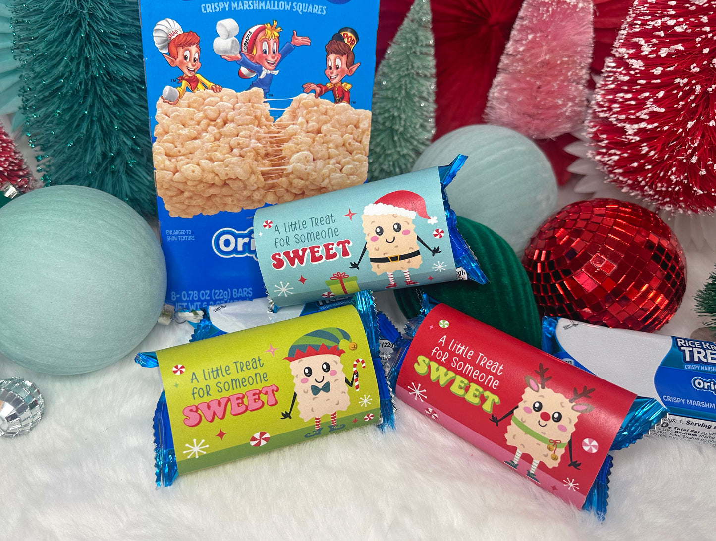 Christmas Rice Krispie Treats Printable Wrappers / Cards