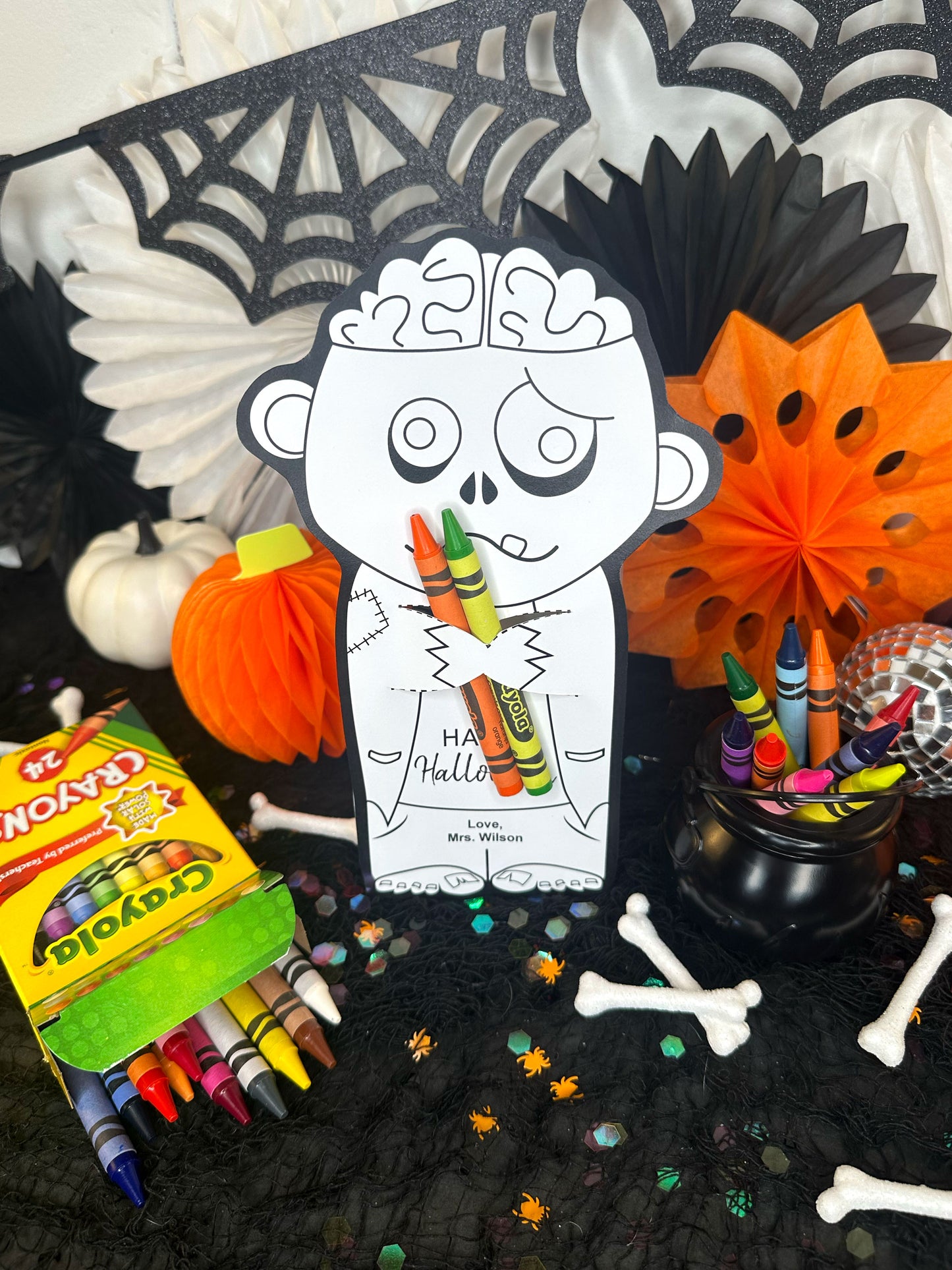 Halloween Crayon Holder Printable Coloring Sheet Cards