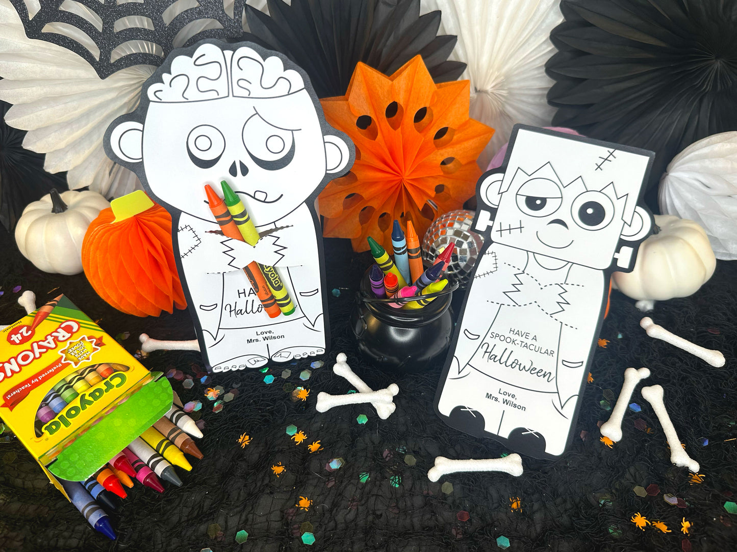 Halloween Crayon Holder Printable Coloring Sheet Cards