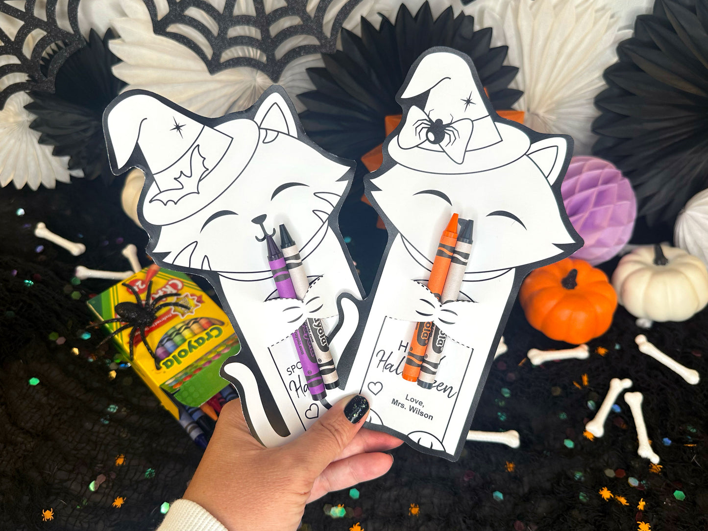 Halloween Crayon Holder Printable Coloring Sheet Cards