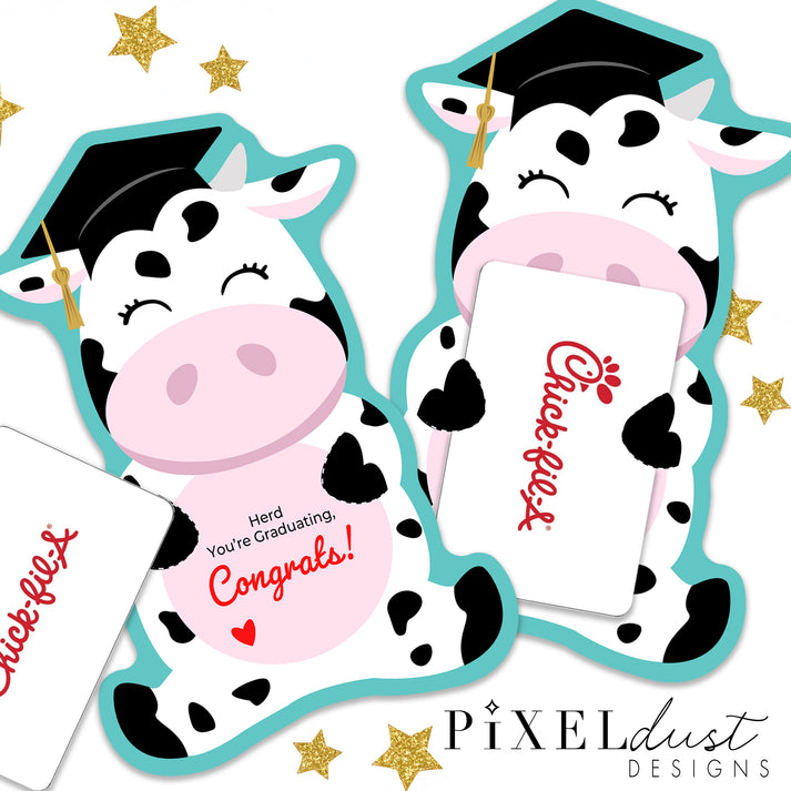 Cow Graduation Gift Card / Money Holder Printable Cards – Pixeldust Designs