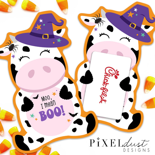"Chick or Treat" Printable Halloween Cow Gift Card Holder