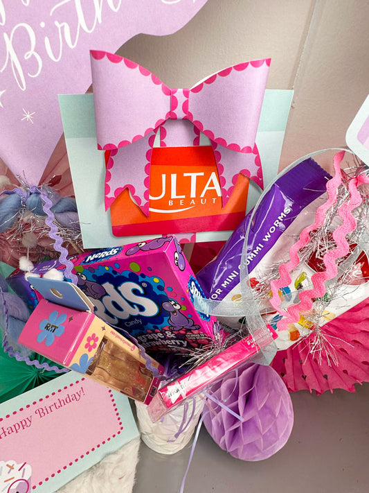 Cute Cupcake Printable Birthday Gift Basket Card & Flags