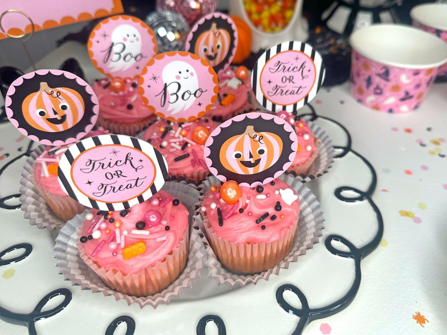 Boo La La Halloween Party Decor Set, Printable Flags, Picks and Signs