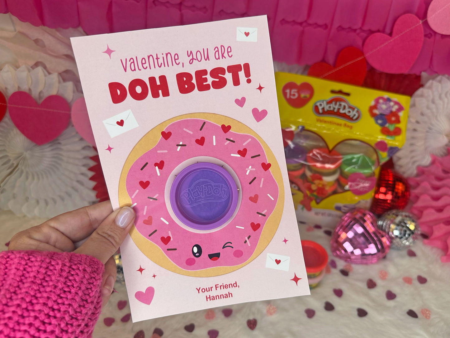 Donut Play Dough Printable Classroom Valentines for Kids