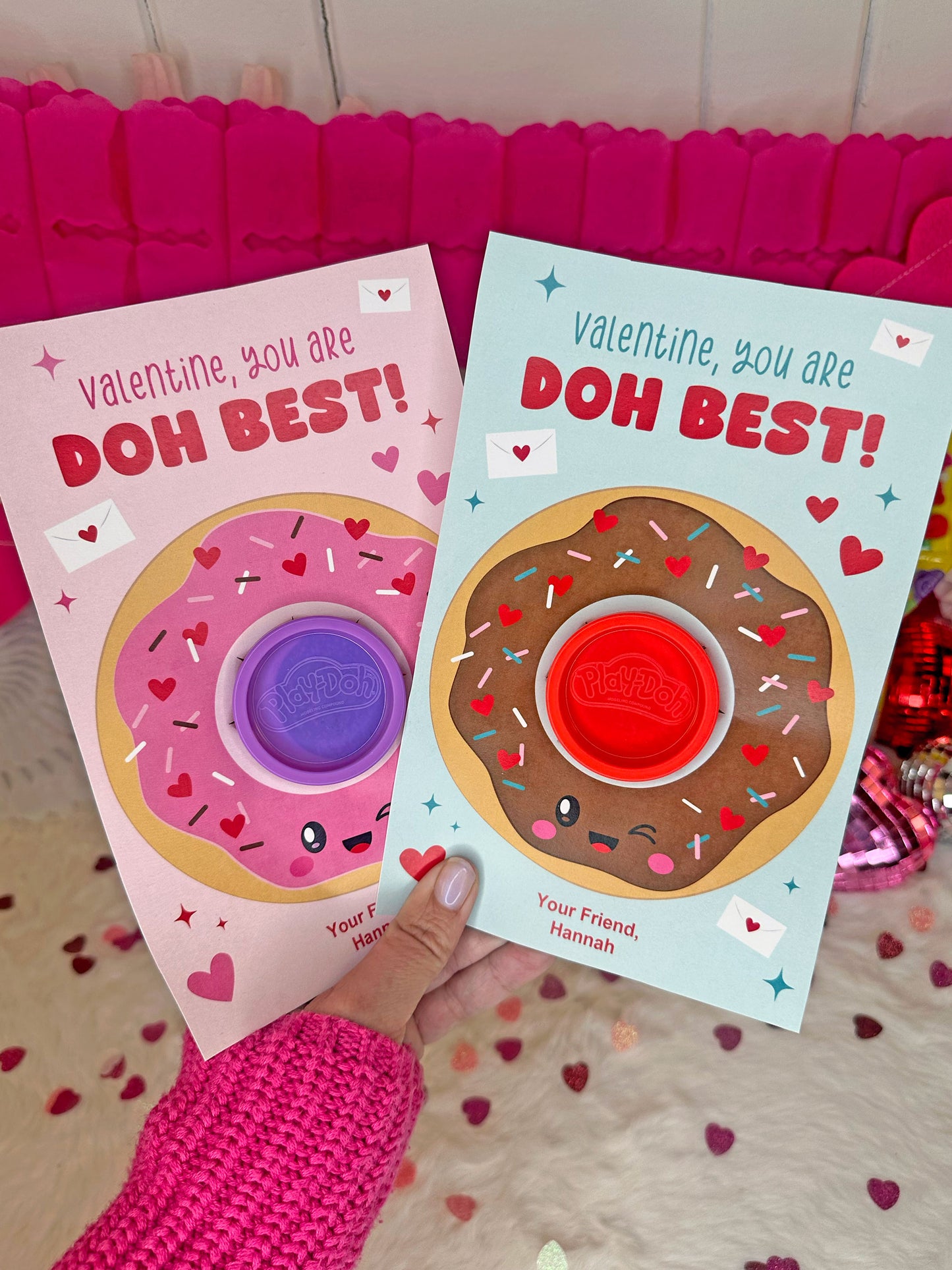 Donut Play Dough Printable Classroom Valentines for Kids