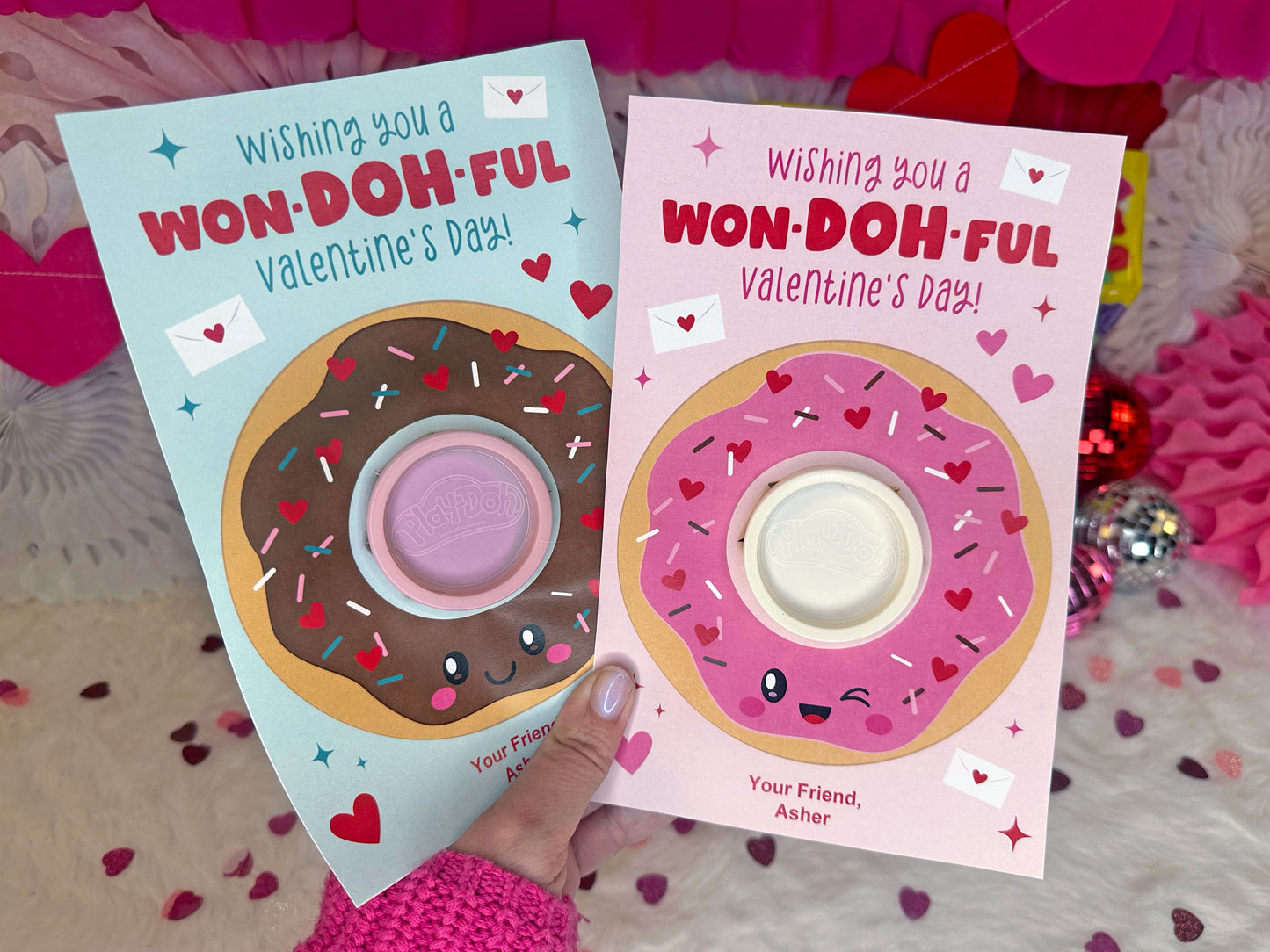 Donut Play Dough Printable Classroom Valentines for Kids