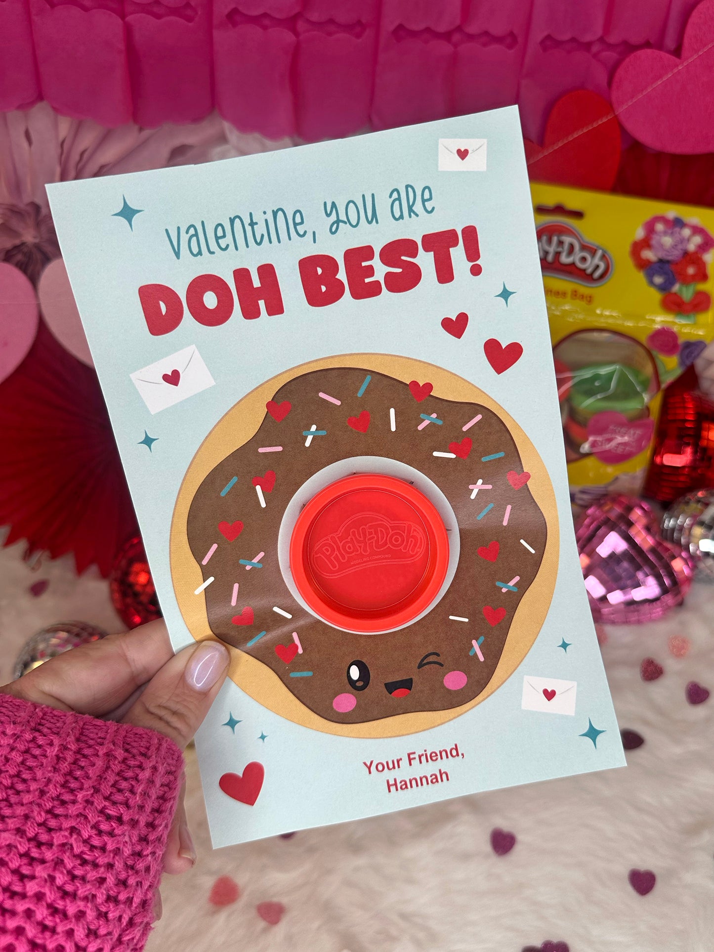 Donut Play Dough Printable Classroom Valentines for Kids