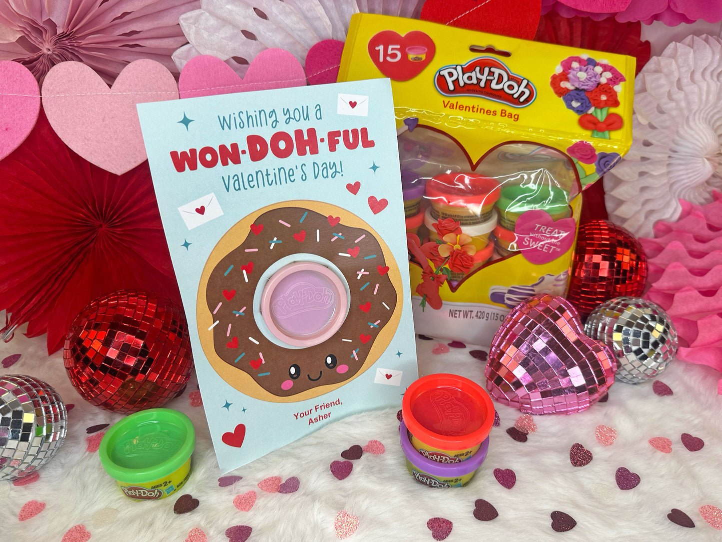 Donut Play Dough Printable Classroom Valentines for Kids