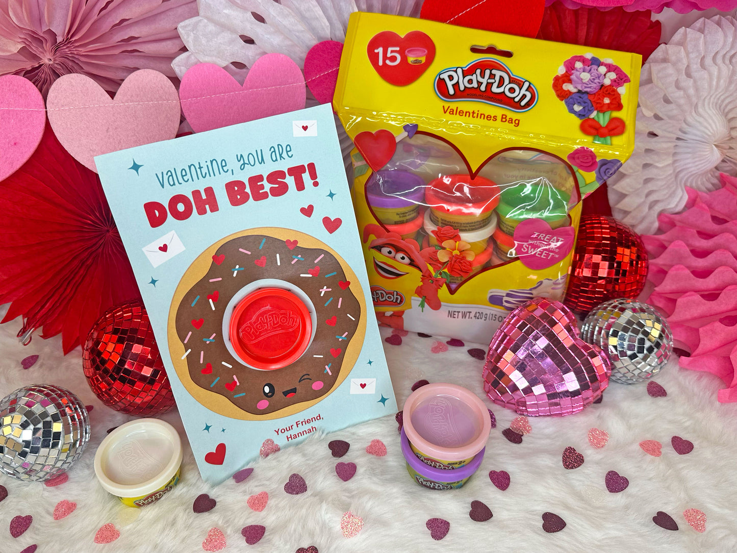 Donut Play Dough Printable Classroom Valentines for Kids