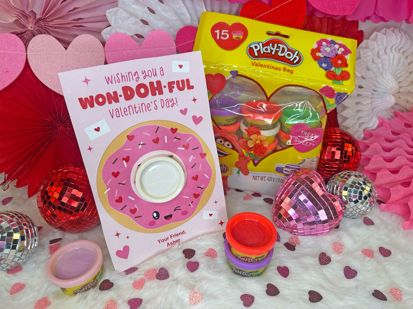 Donut Play Dough Printable Classroom Valentines for Kids