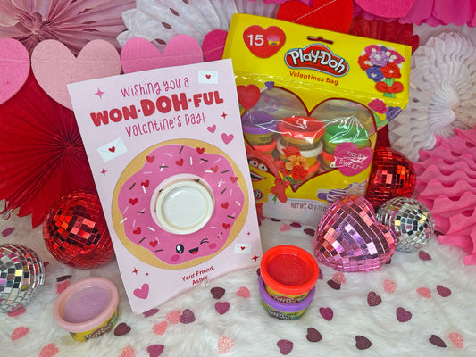 Donut Play Dough Printable Classroom Valentines for Kids