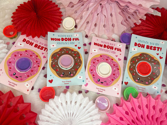 Donut Play Dough Printable Classroom Valentines for Kids